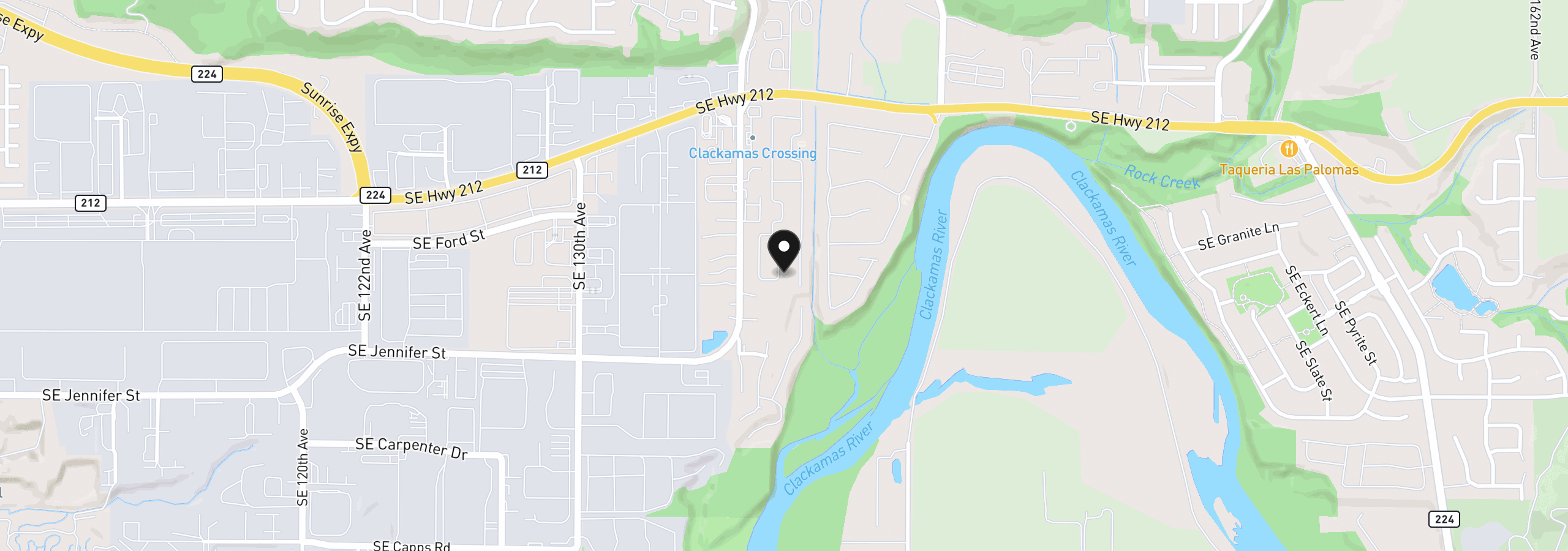 Map showing the location of 13640 SE Highway 212 47, Clackamas, OR 97015