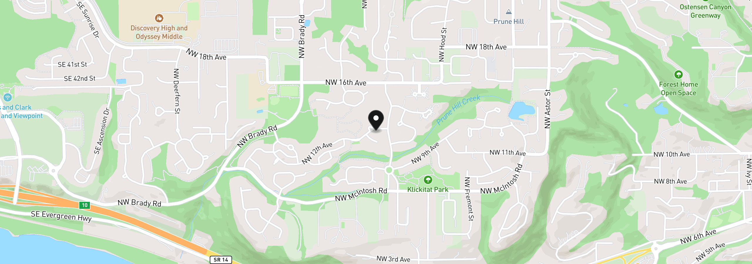 Map showing the location of 3644 NW 12th Ave, Camas, Wa 98607