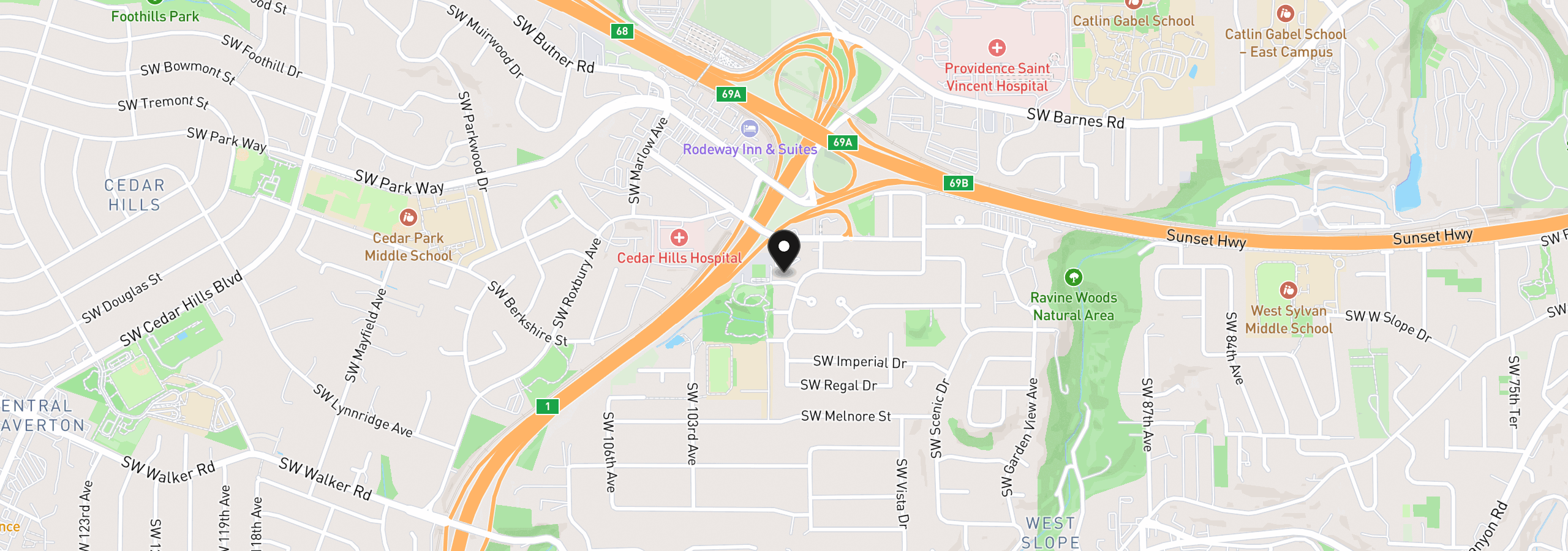 Map showing the location of 9955 SW Ardenwood St, Portland, OR 97225