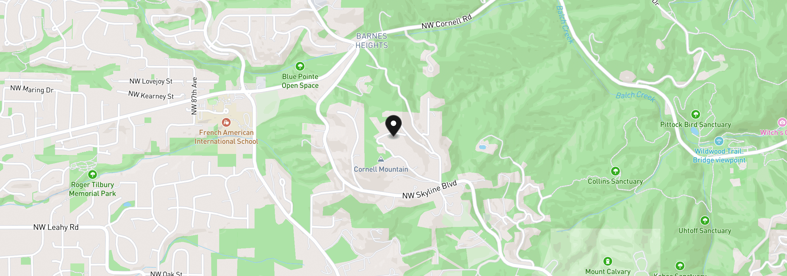 Map showing the location of 7307 NW Penridge Rd, Portland, OR 97229