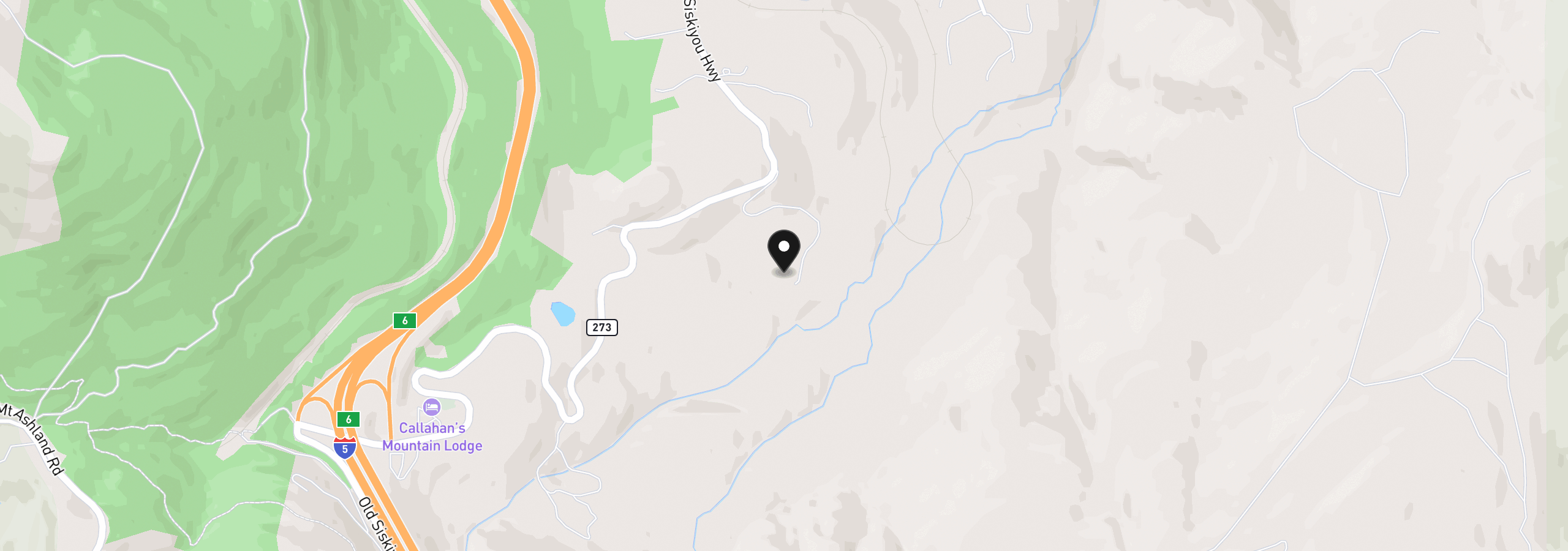 Map showing the location of 5831 Old Highway 99, Ashland, OR 97520