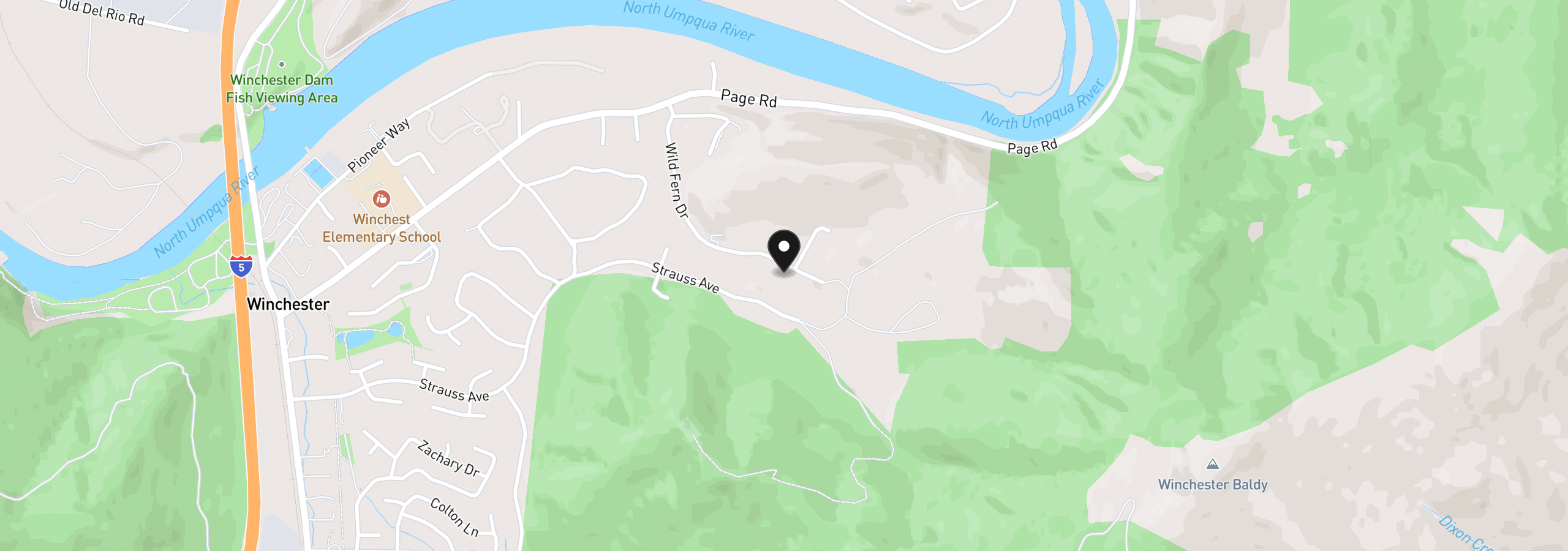 Map showing the location of 539 Wild Fern Dr, Winchester, OR 97495