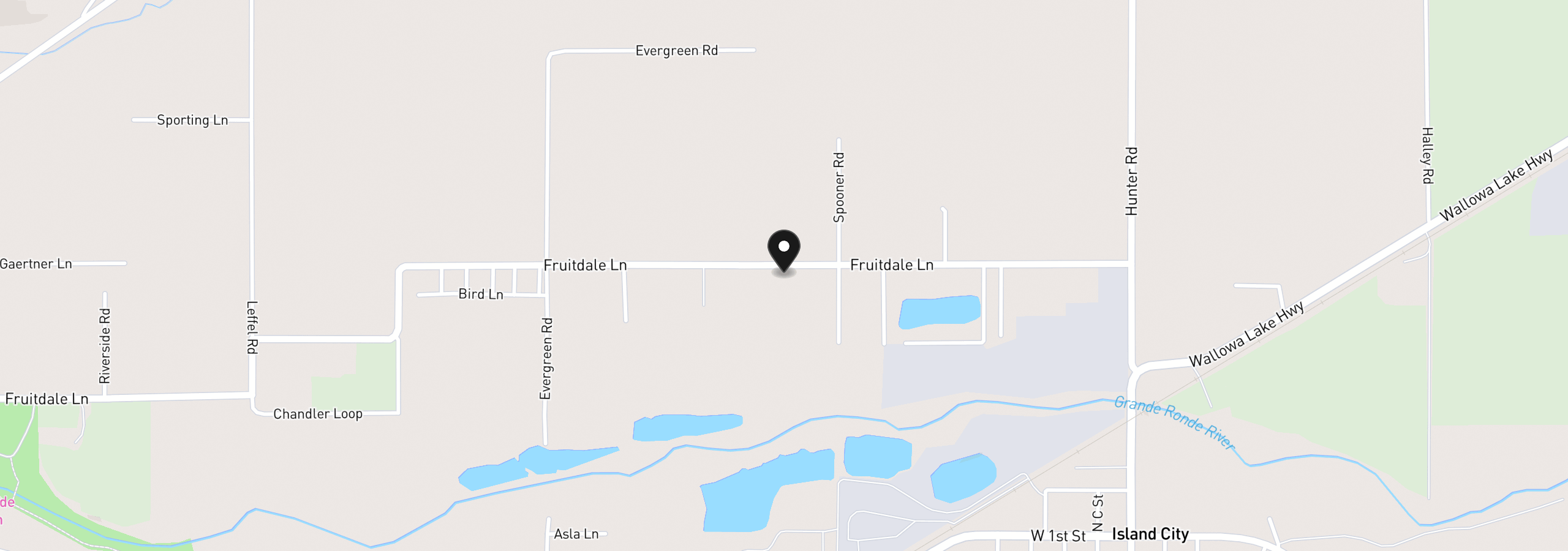 Map showing the location of 62812 Fruitdale Ln, La Grande, OR 97850