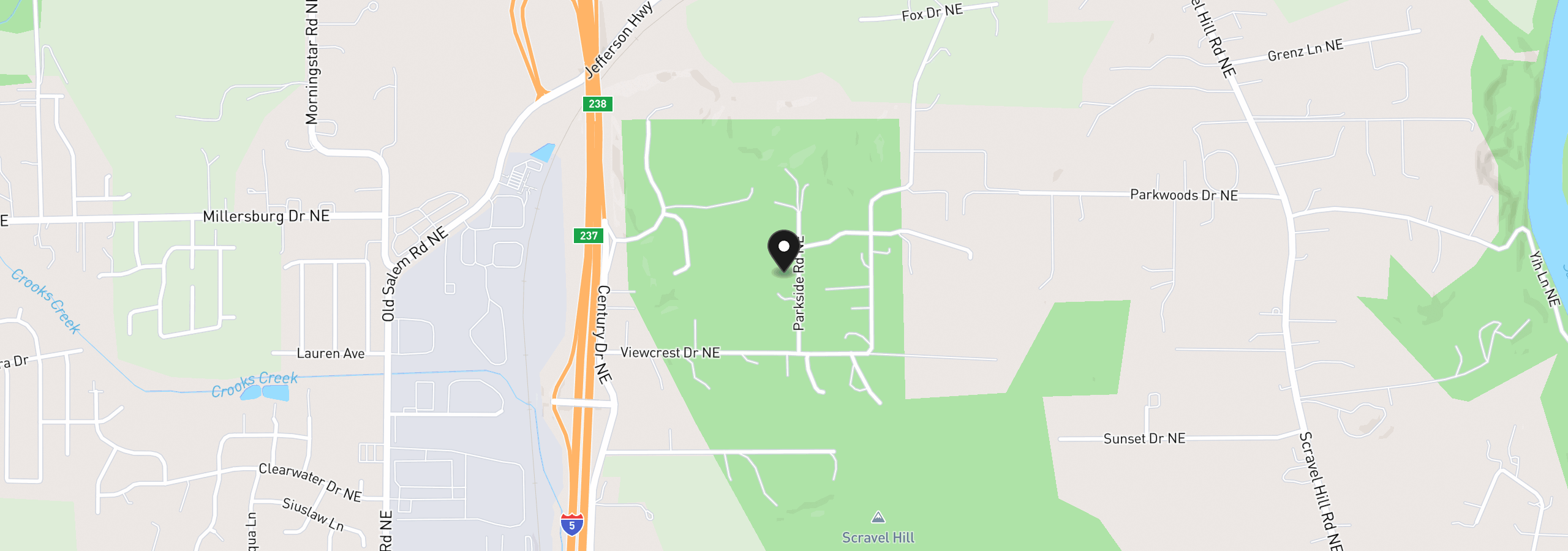 Map showing the location of 38624 Parkside Rd, Albany, OR 97322