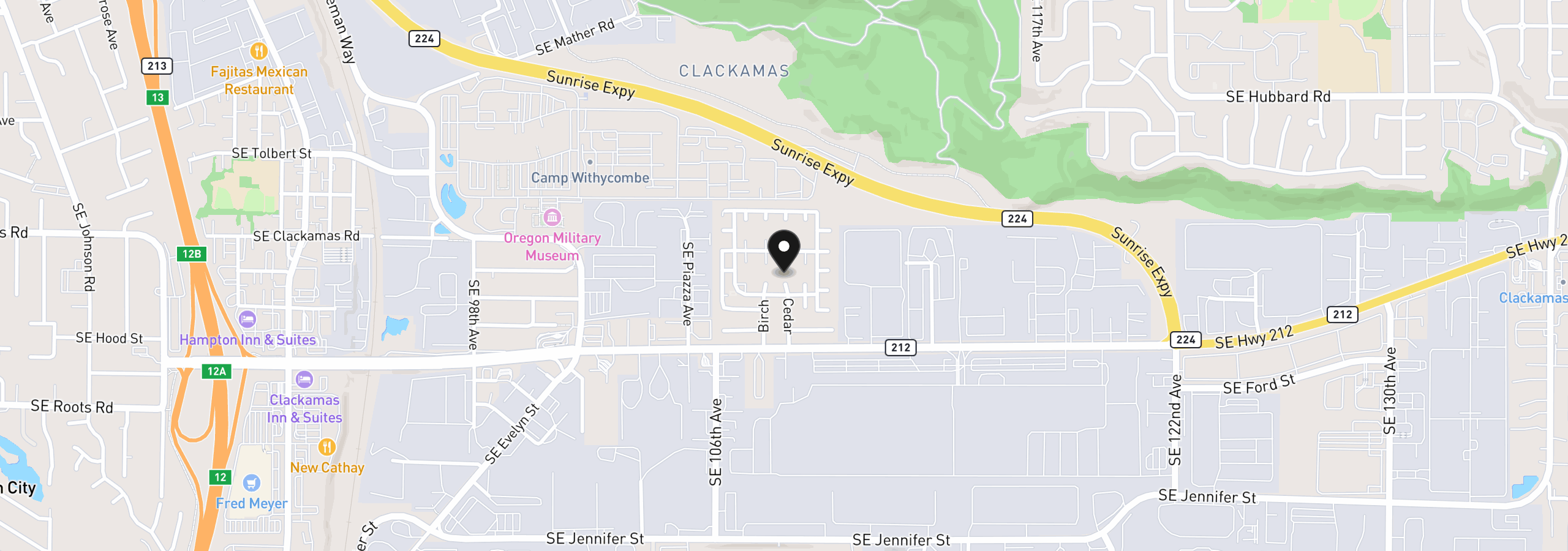 Map showing the location of 10701 SE Highway 212 C4, Clackamas, OR 97015