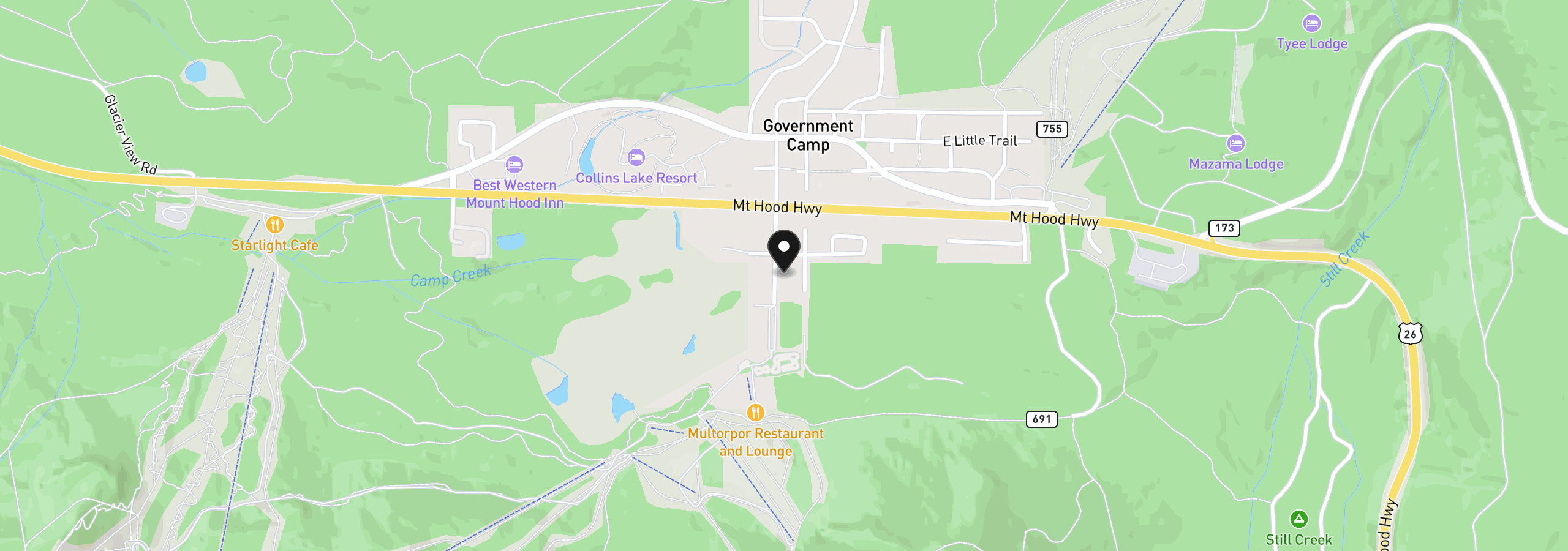 Map showing the location of 31096 E Multorpor Dr, Government Camp, OR 97028