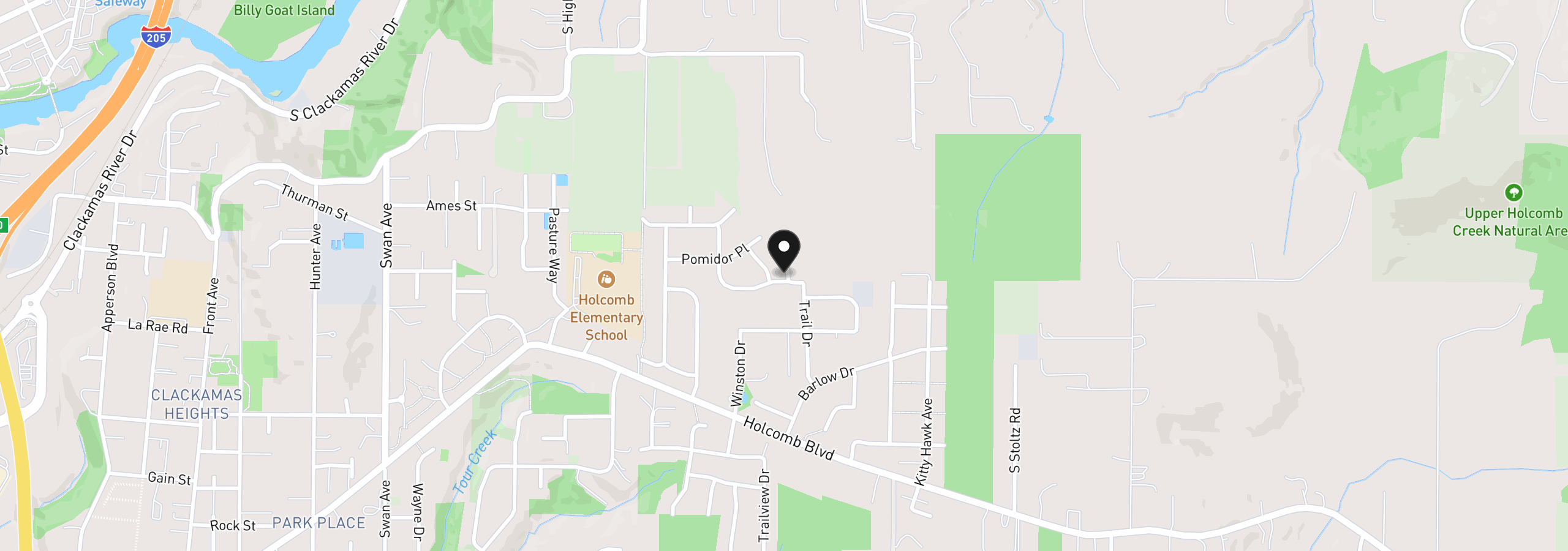 Map showing the location of 16090 Kaylyn Dr, Oregon City, OR 97045