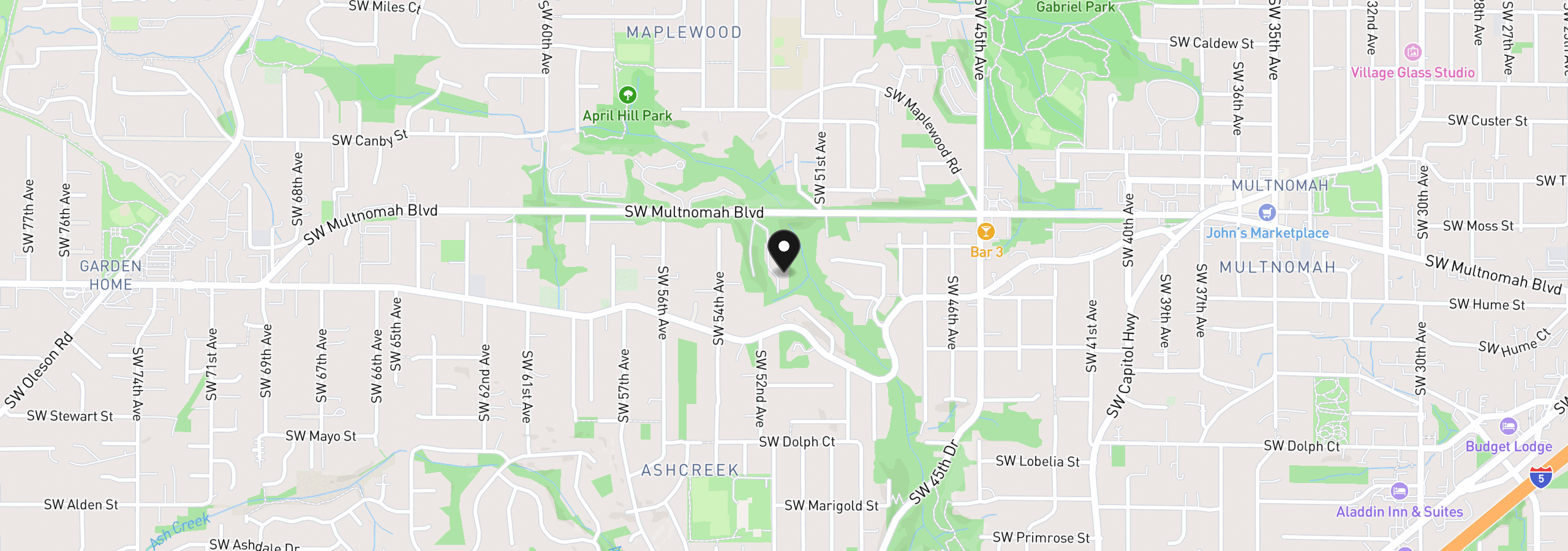 Map showing the location of 5156 SW Multnomah Blvd E, Portland, OR 97219