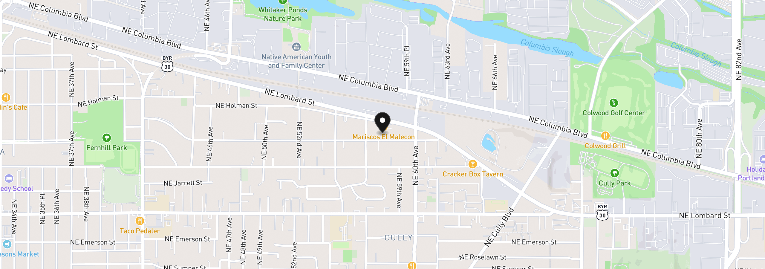 Map showing the location of 5759 NE Ainsworth St, Portland, OR 97218