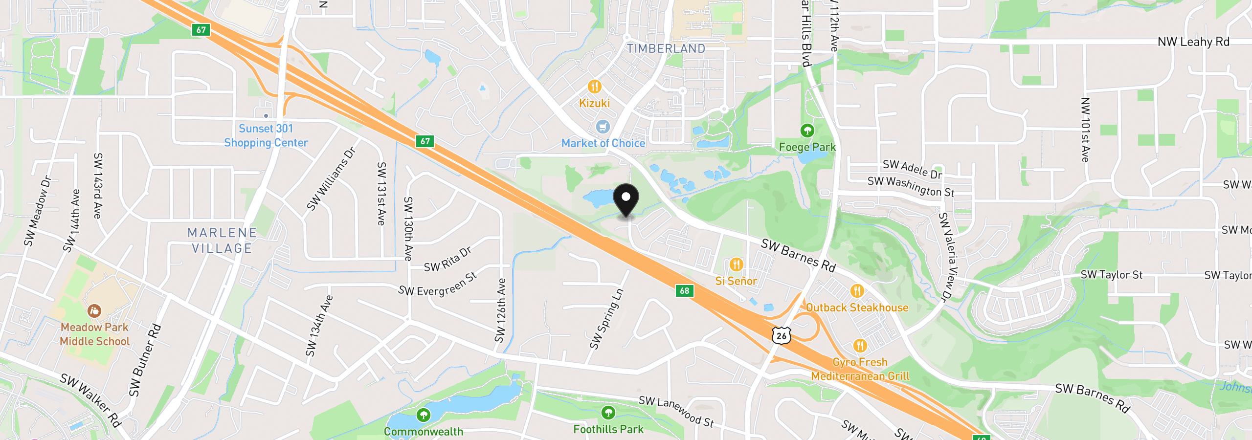 Map showing the location of 11990 SW Corby Dr 2, Portland, OR 97225