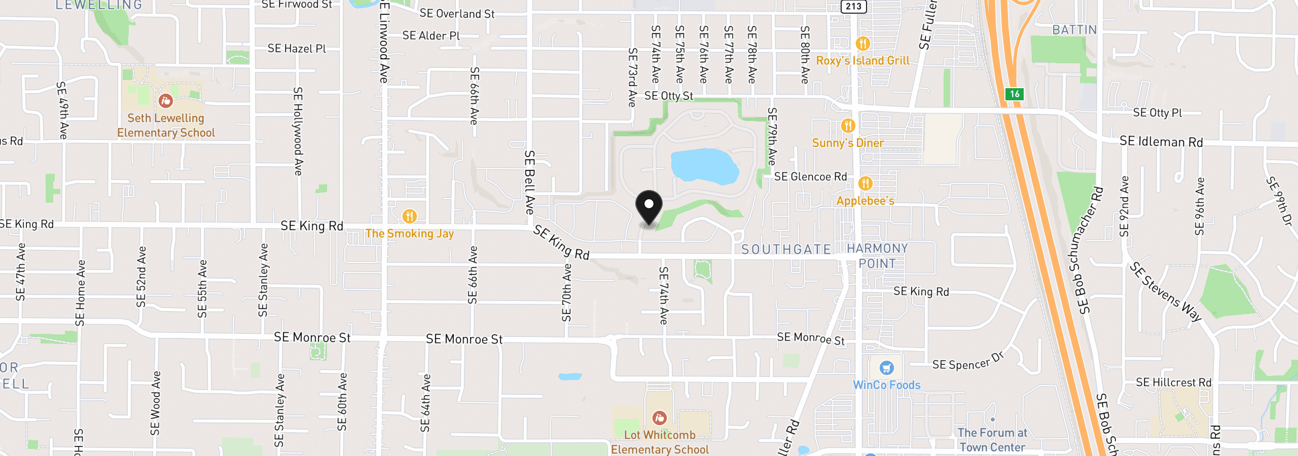 Map showing the location of 10400 SE Cook Ct 34, Milwaukie, OR 97222