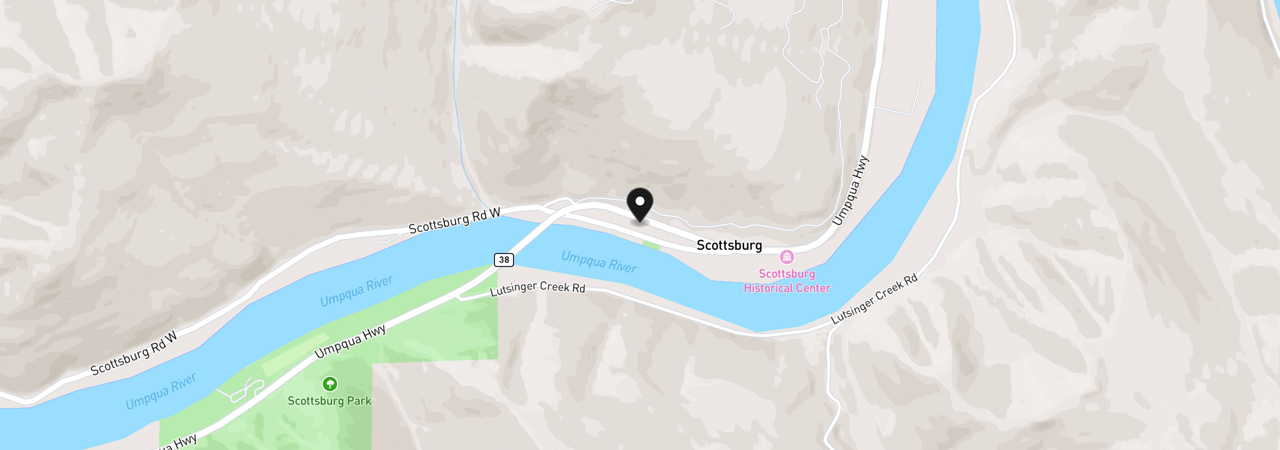 Map showing the location of 337 Main St, Scottsburg, OR 97473