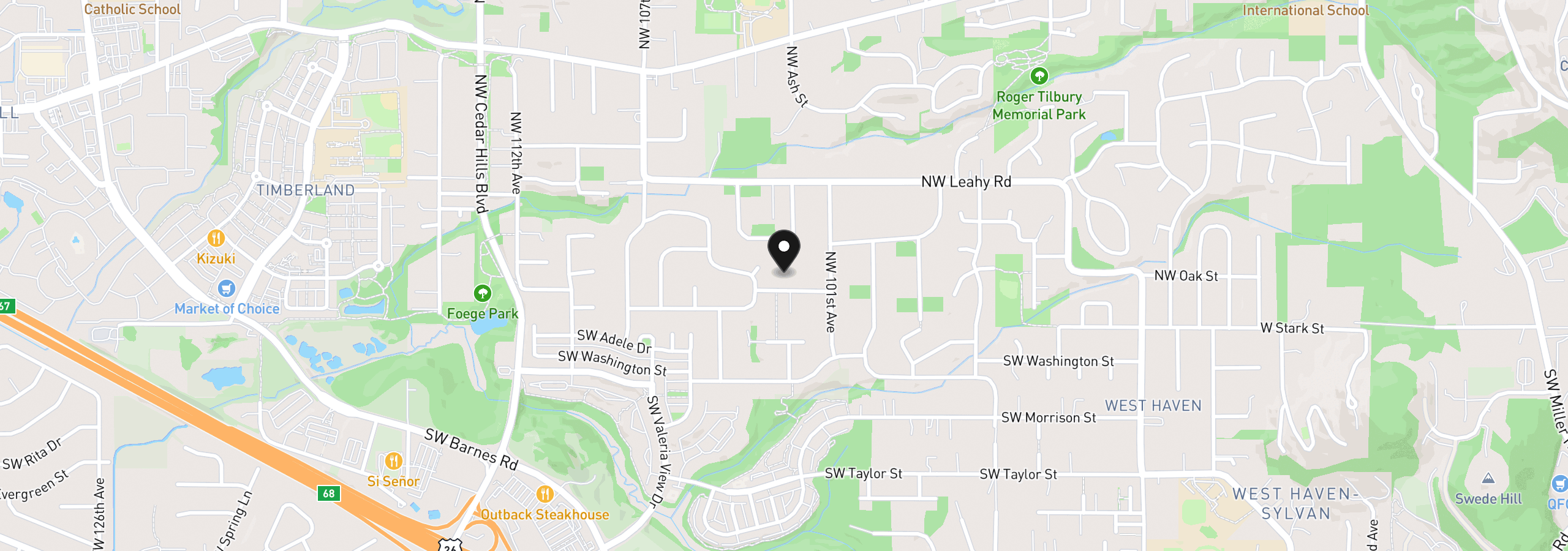 Map showing the location of 10225 NW Lee St, Portland, OR 97229