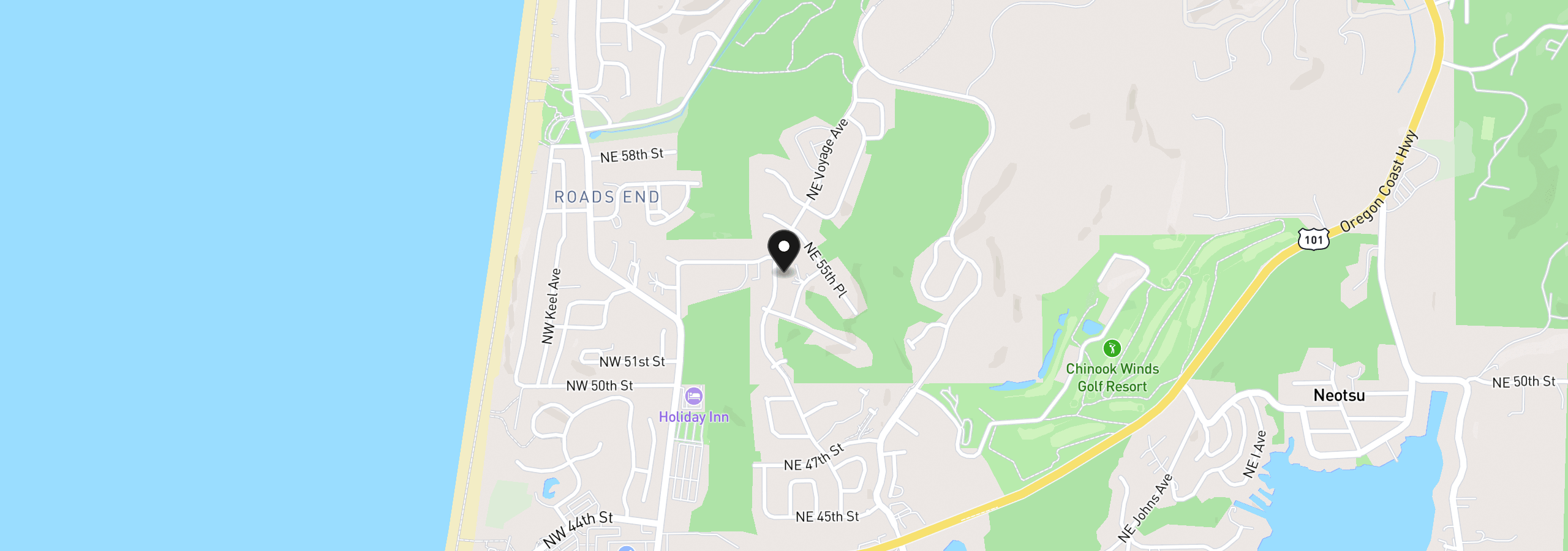 Map showing the location of 5294 NE Voyage Ave, Lincoln City, OR 97367