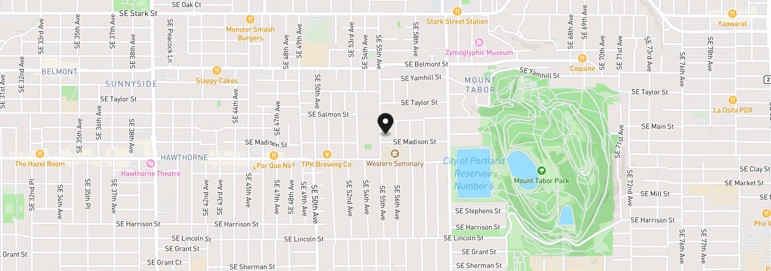 Map showing the location of 1314 SE 55th Ave, Portland, OR 97215