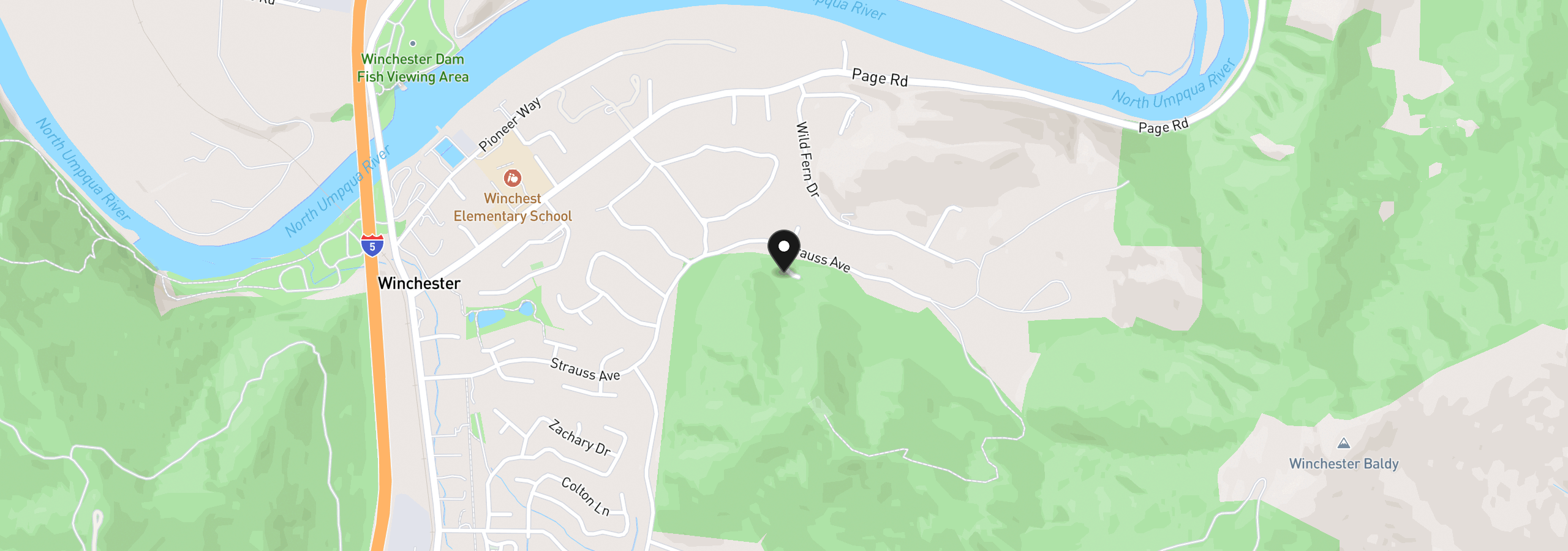 Map showing the location of 239 Winchester Creek Ave, Winchester, OR 97495