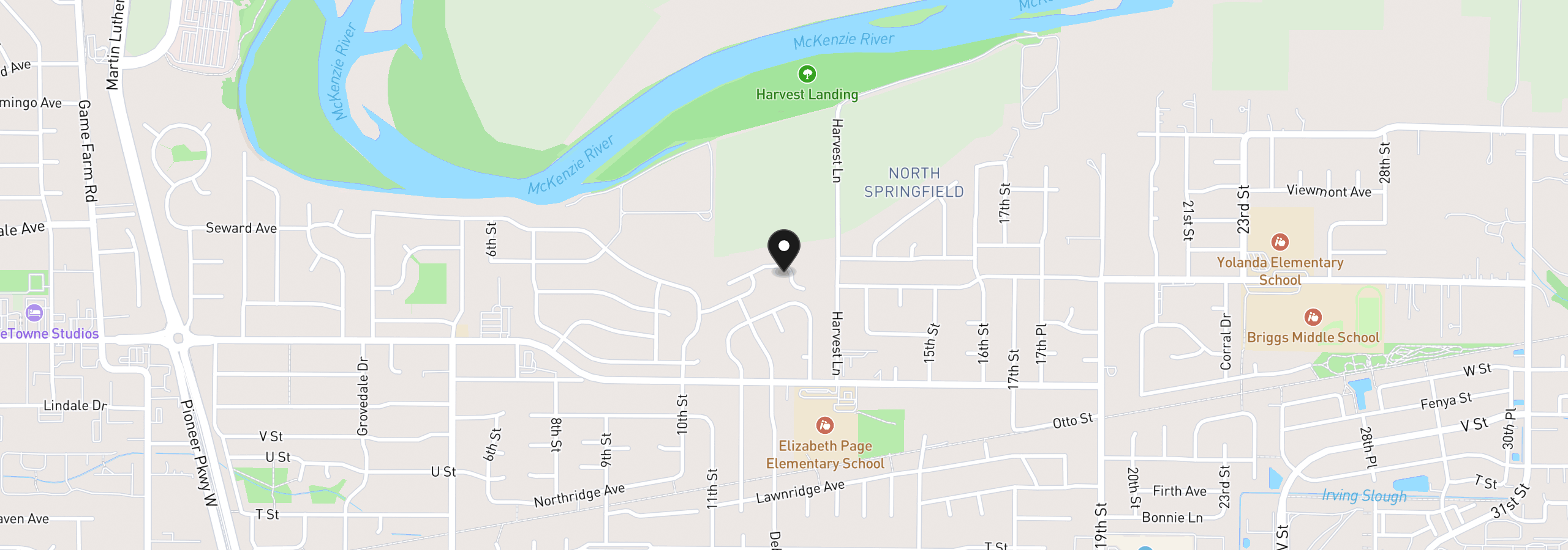 Map showing the location of 1243 Delrose Dr, Springfield, OR 97477
