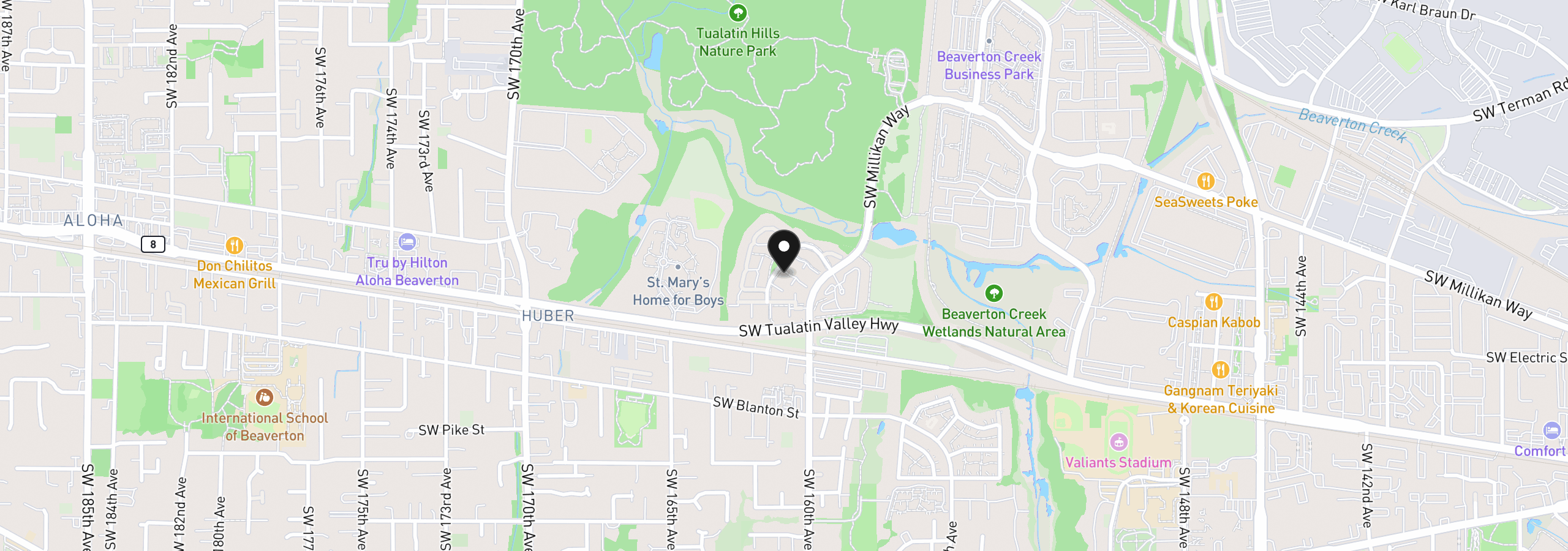 Map showing the location of 16090 SW Audubon St 103, Beaverton, OR 97003