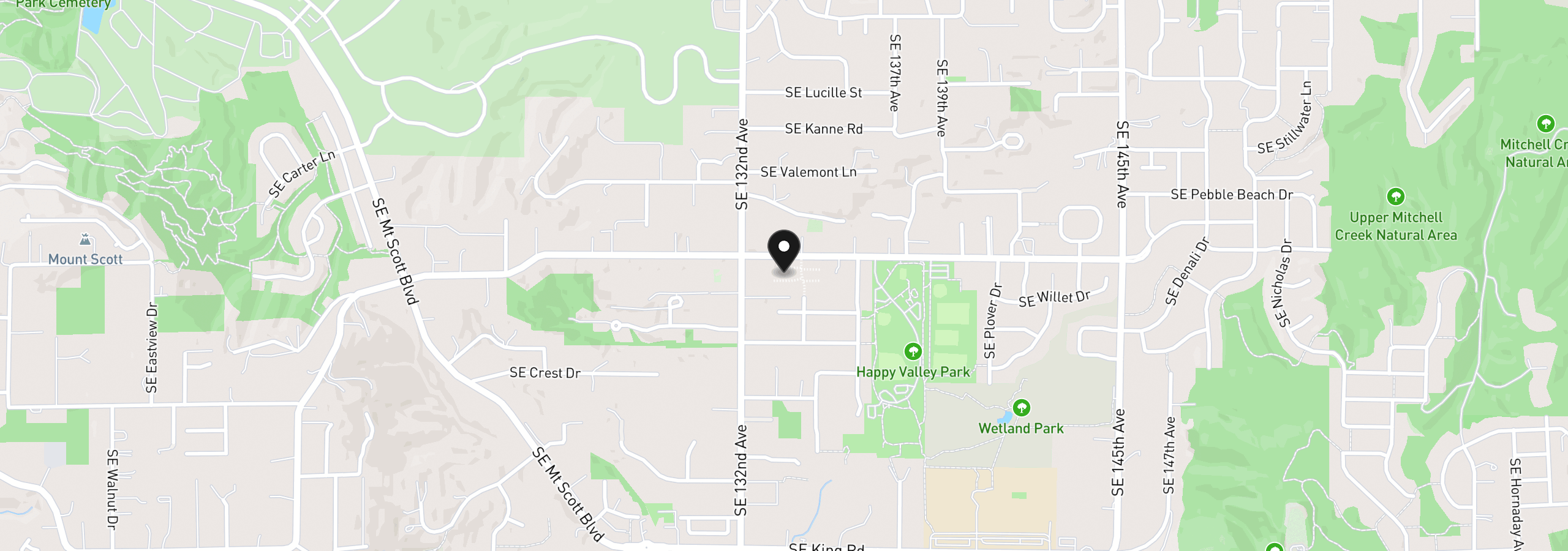 Map showing the location of 13301 SE Gray Fox Ln, Happy Valley, OR 97086