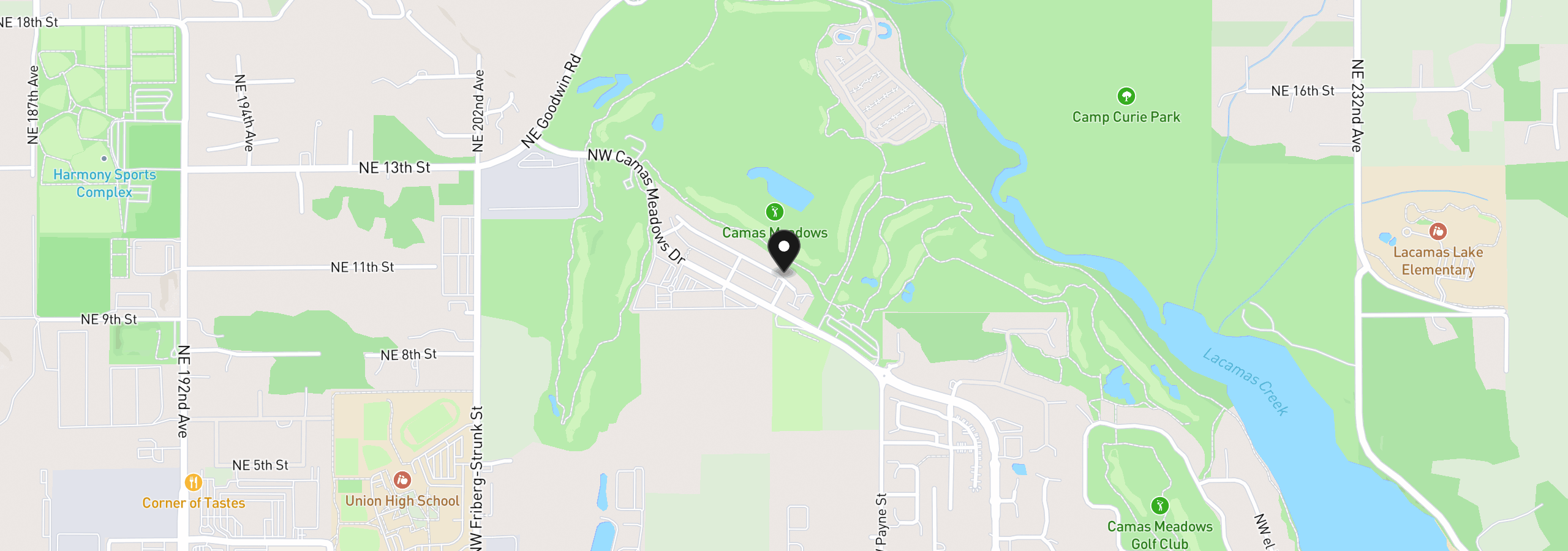 Map showing the location of 4615 NW 71st Ave, Camas, Wa 98607