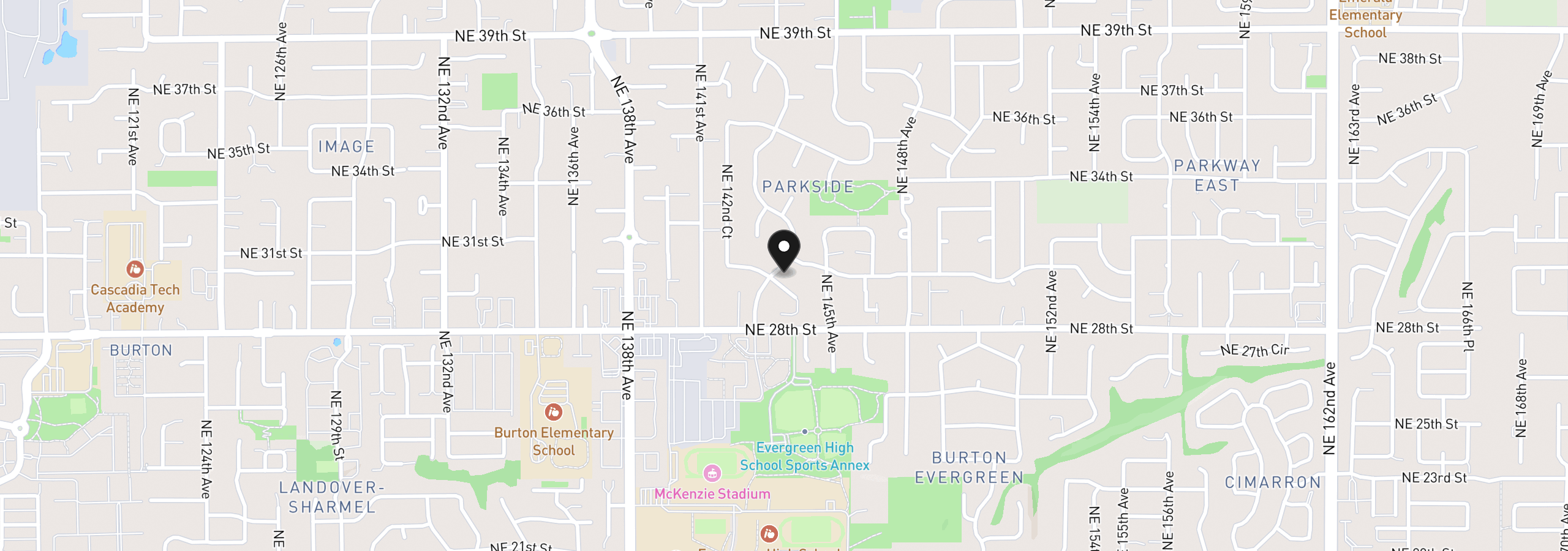 Map showing the location of 3009 NE 143rd, Vancouver, Wa 98682