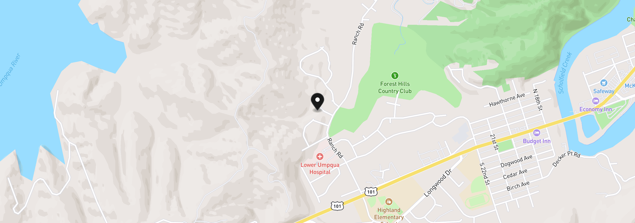 Map showing the location of 142 Swain Ct, Reedsport, OR 97467