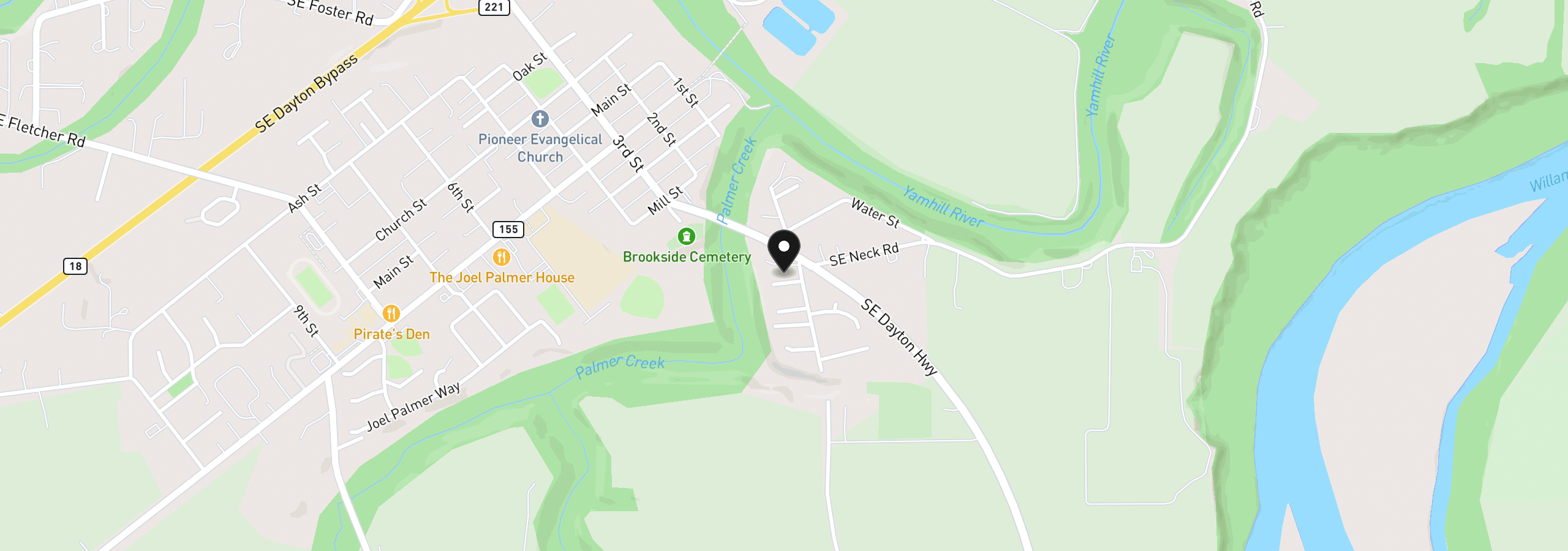Map showing the location of 103 Tribbett Ct, Dayton, OR 97114