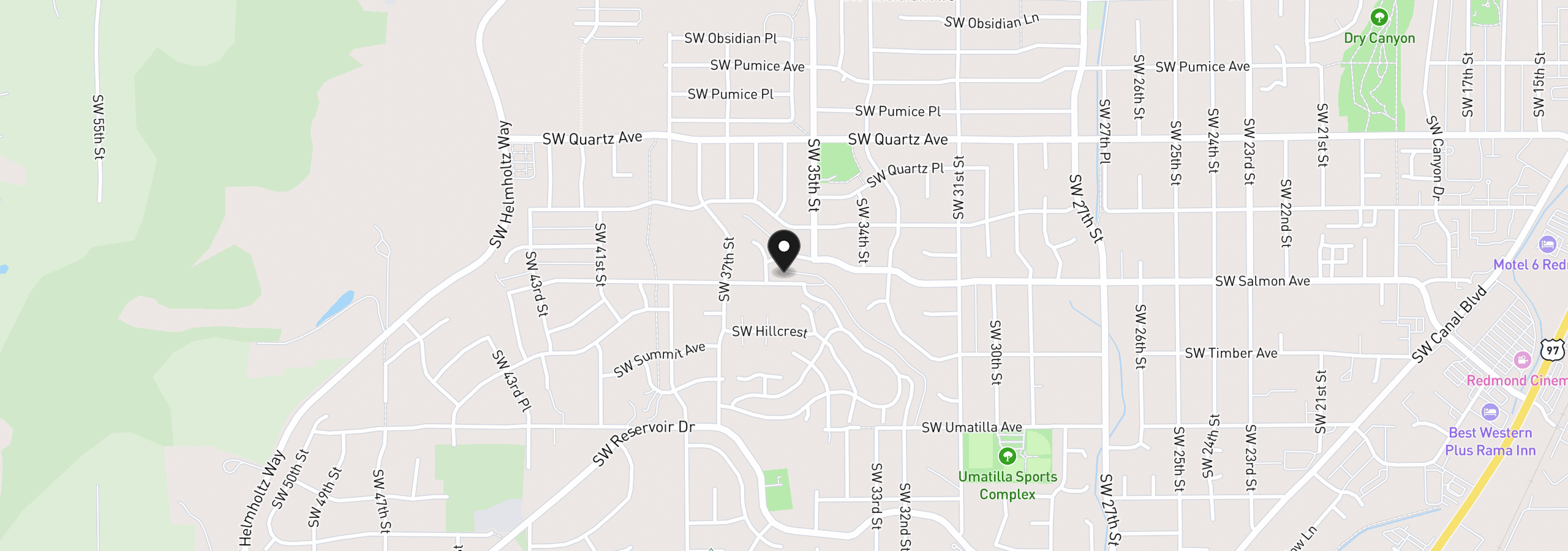 Map showing the location of 3551 SW Salmon Ct, Redmond, OR 97756