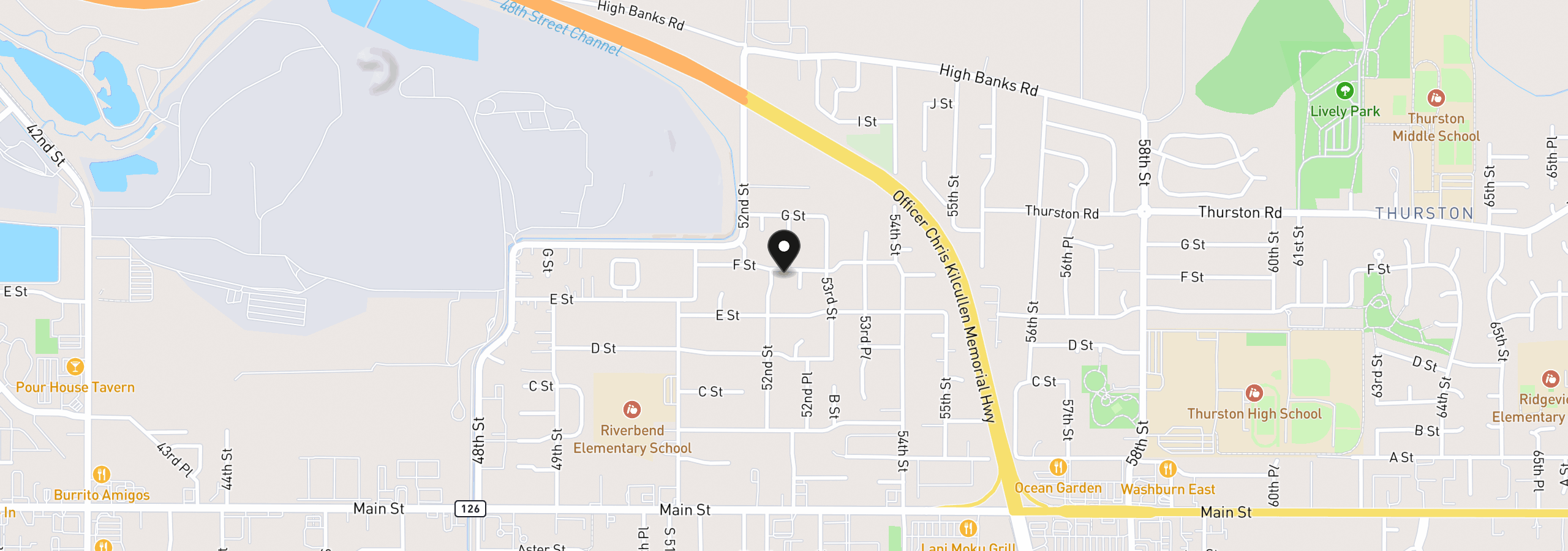 Map showing the location of 5229 F St, Springfield, OR 97478