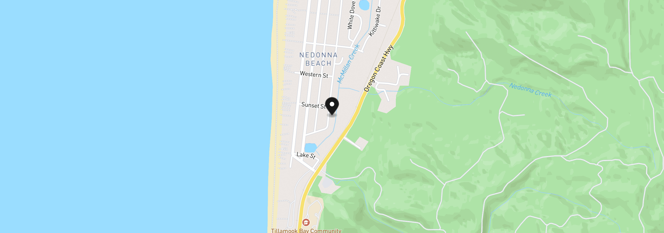 Map showing the location of 25955 David Ave, Rockaway Beach, OR 97136
