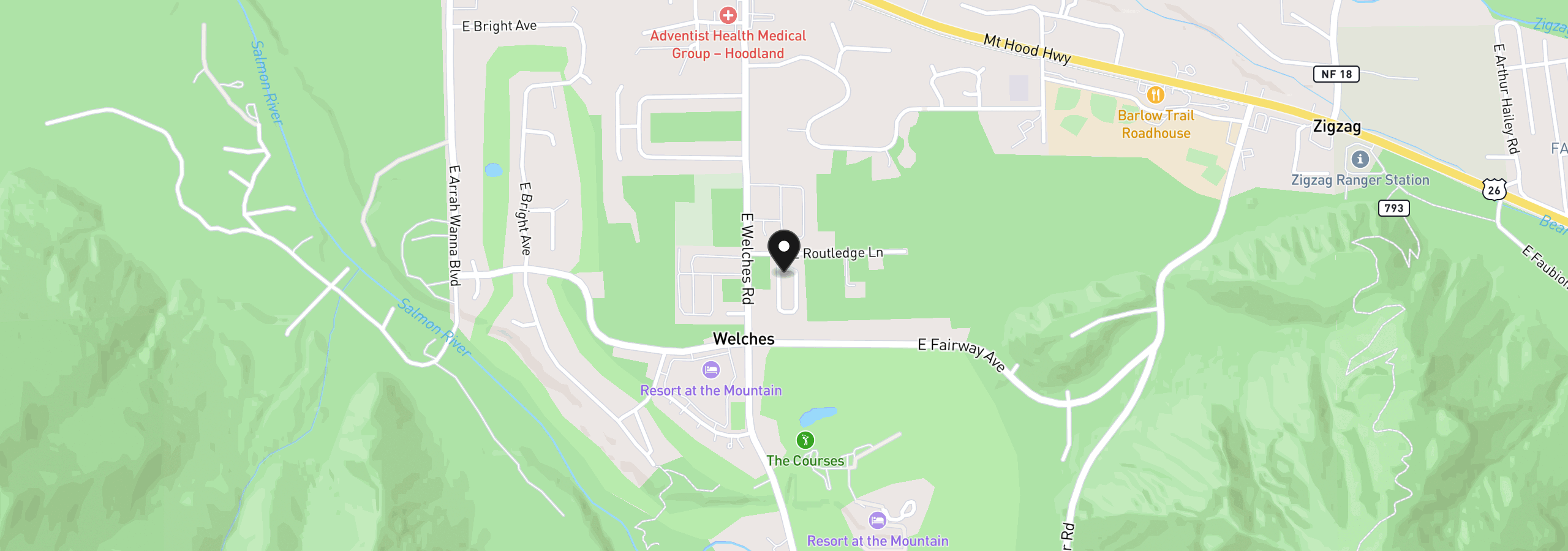 Map showing the location of 25368 E Cedar Glen Loop, Welches, OR 97067