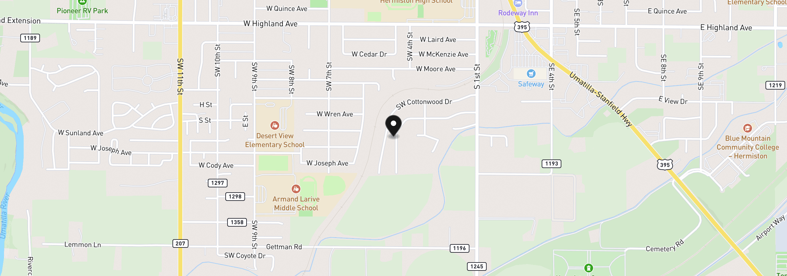 Map showing the location of 562 SW Desert Sky Dr 66, Hermiston, OR 97838
