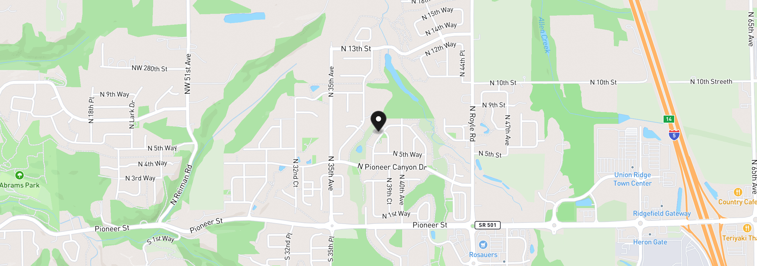 Map showing the location of 527 N Allen Creek Dr, Ridgefield, Wa 98642