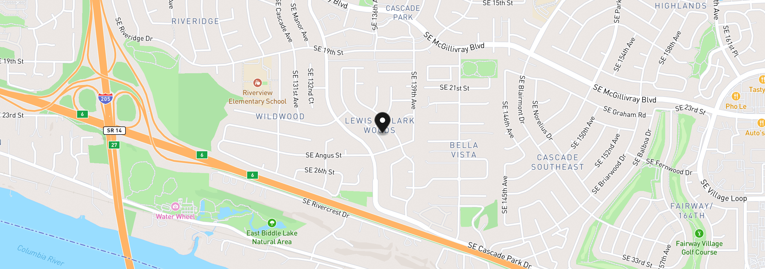 Map showing the location of 2409 SE Higgins Dr, Vancouver, Wa 98683