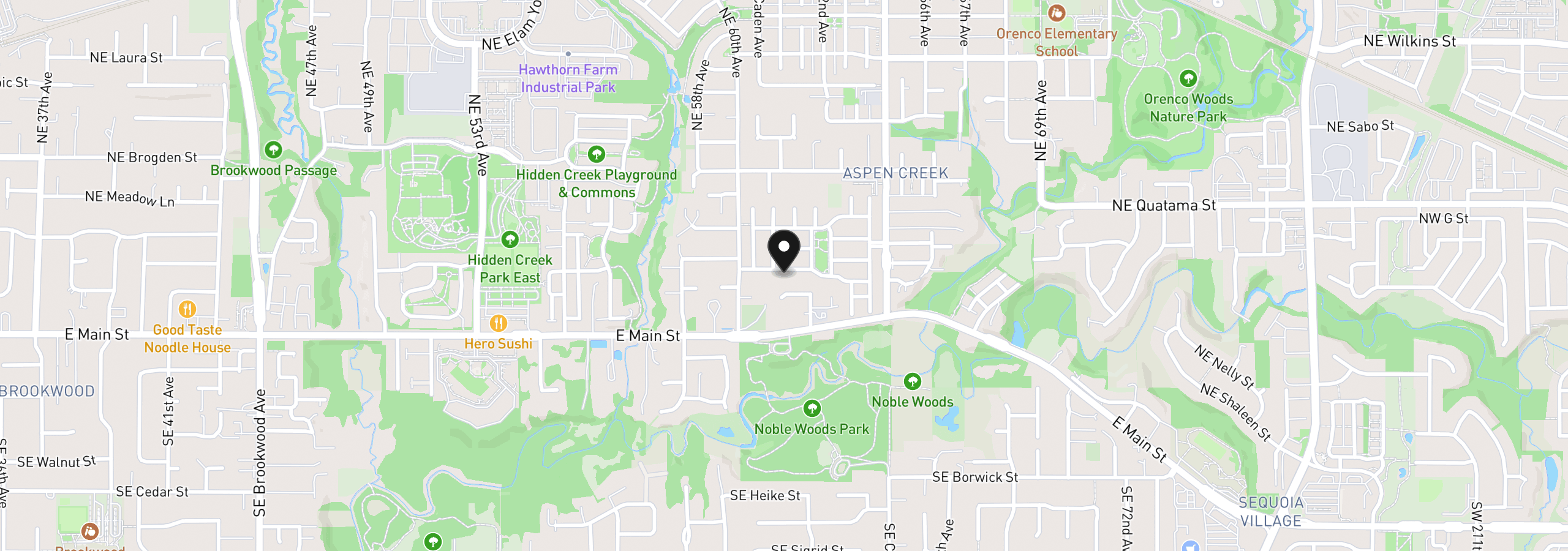 Map showing the location of 6148 NE Whitewood Dr, Hillsboro, OR 97124