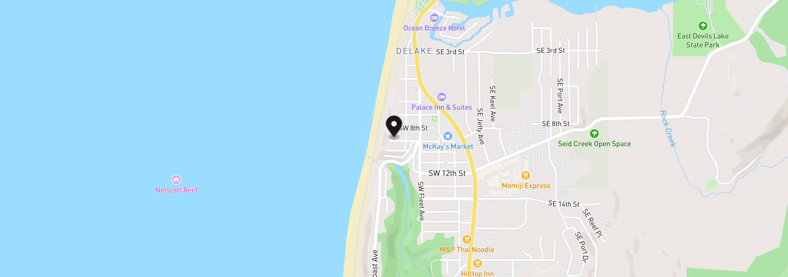 Map showing the location of 813 SW 9th St, Lincoln City, OR 97367