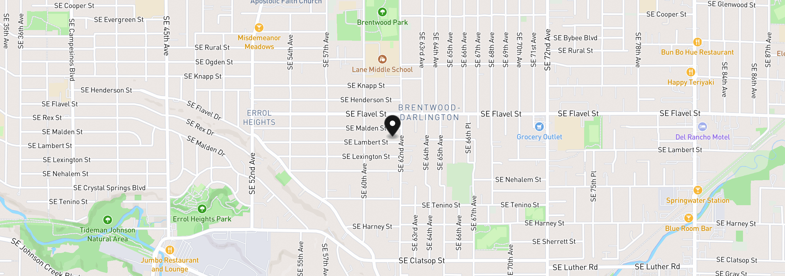 Map showing the location of 6135 SE Lambert St, Portland, OR 97206