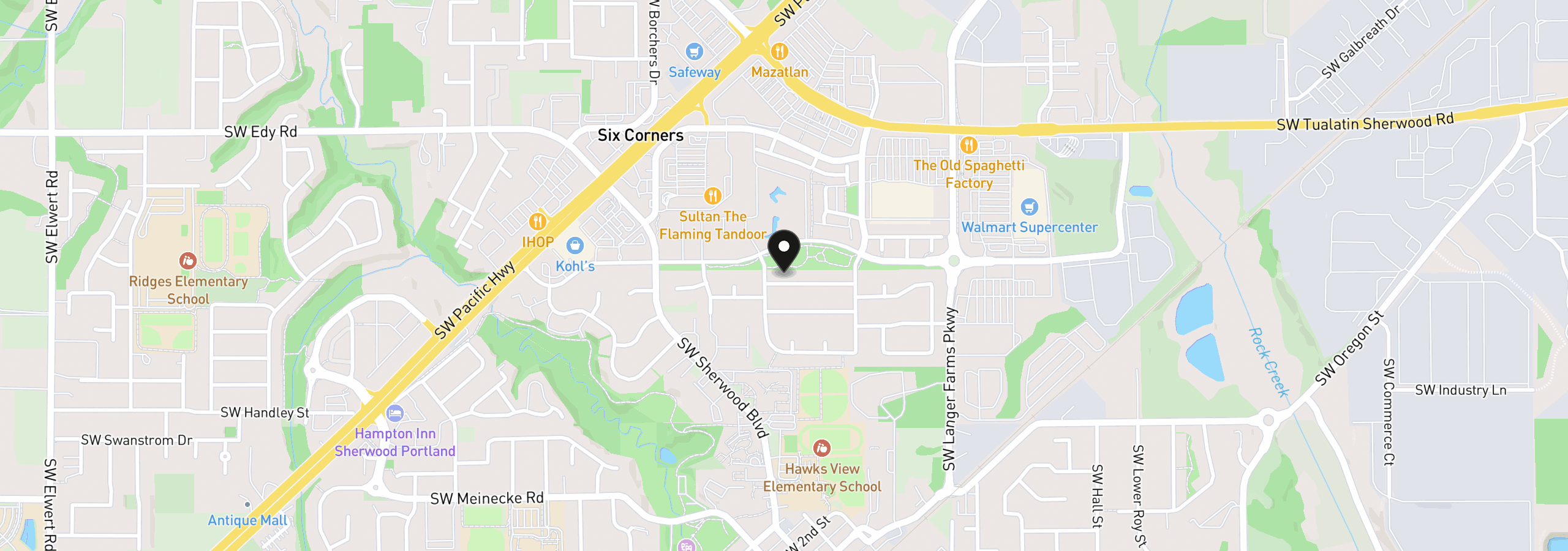 Map showing the location of 16045 SW Red Clover Ln, Sherwood, OR 97140