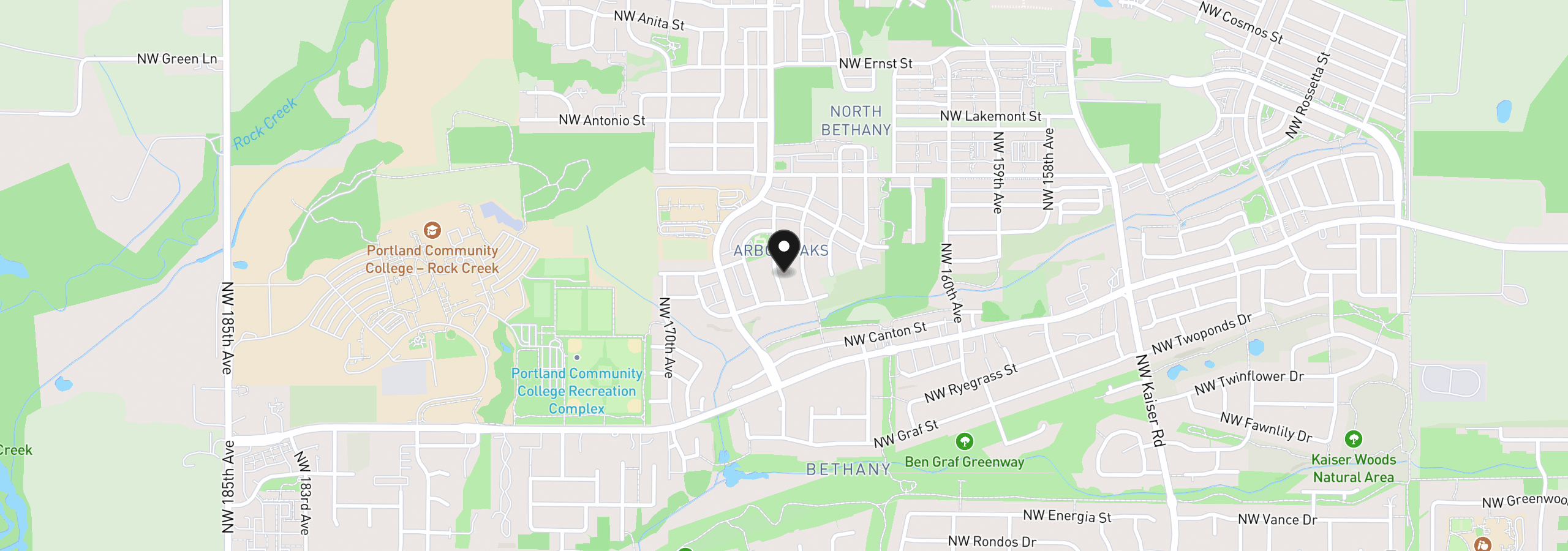 Map showing the location of 6508 NW McMullen Ave, Portland, OR 97229