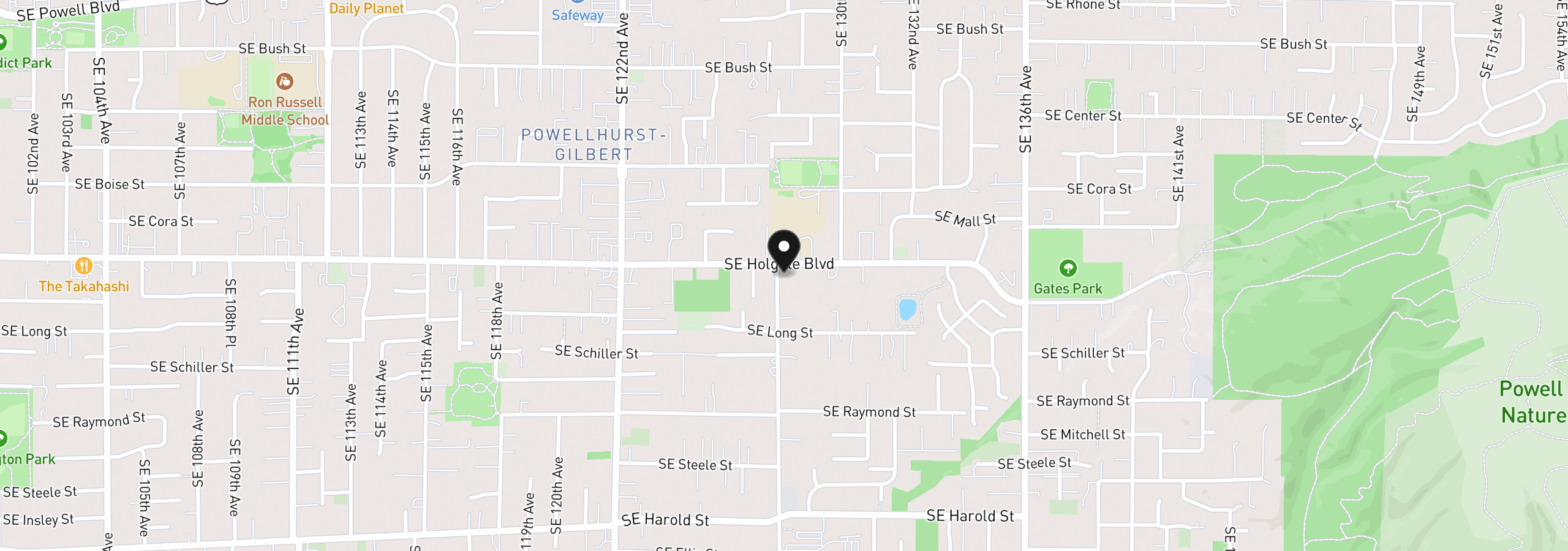 Map showing the location of 4510 SE 128th Ave, Portland, OR 97236