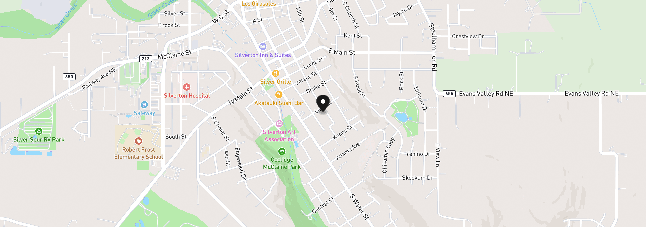Map showing the location of 508 S 2nd St, Silverton, OR 97381