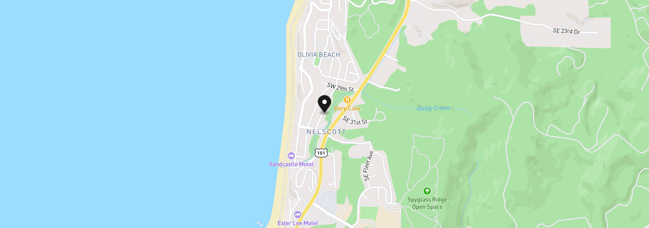 Map showing the location of 3050 SW Coast Ave, Lincoln City, OR 97367