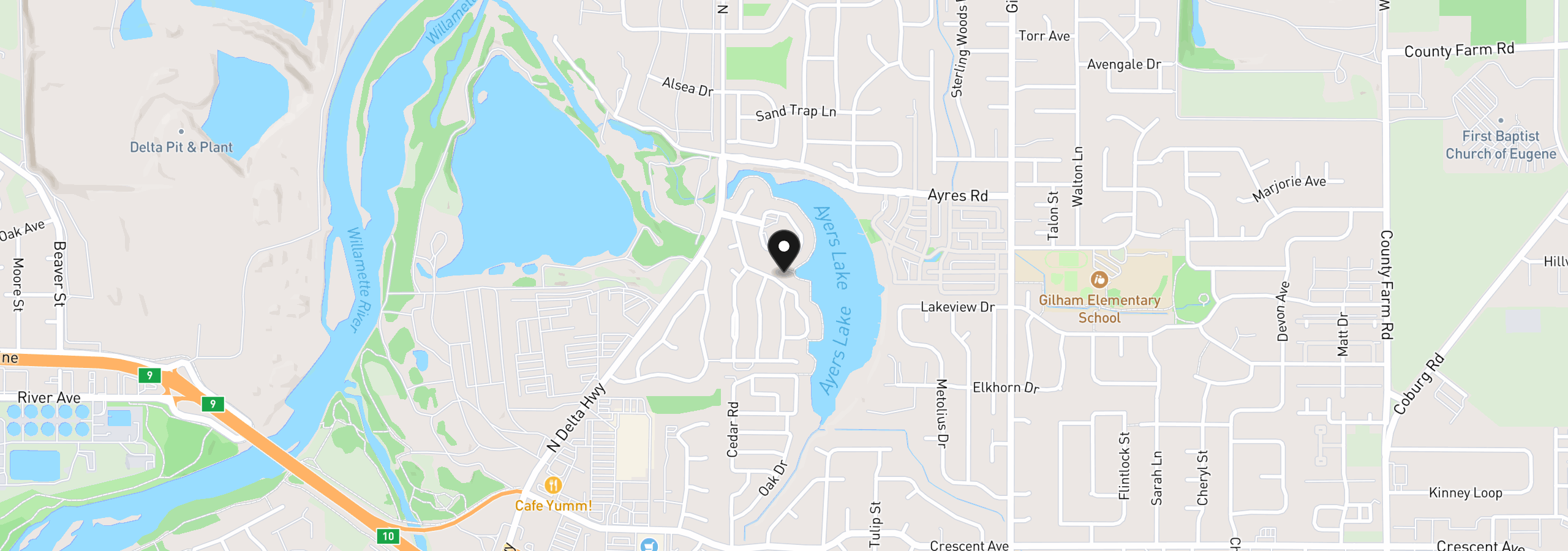 Map showing the location of 3355 N Delta Hwy 194, Eugene, OR 97408