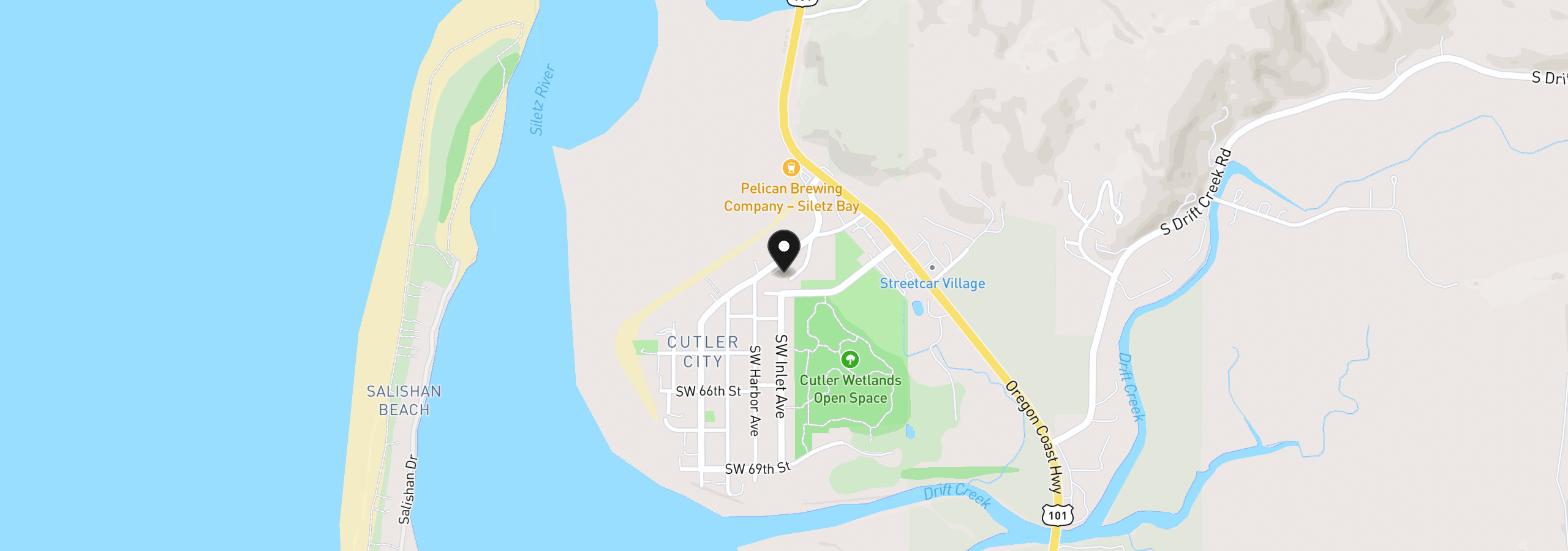 Map showing the location of 6289 SW Jetty Ave, Lincoln City, OR 97367