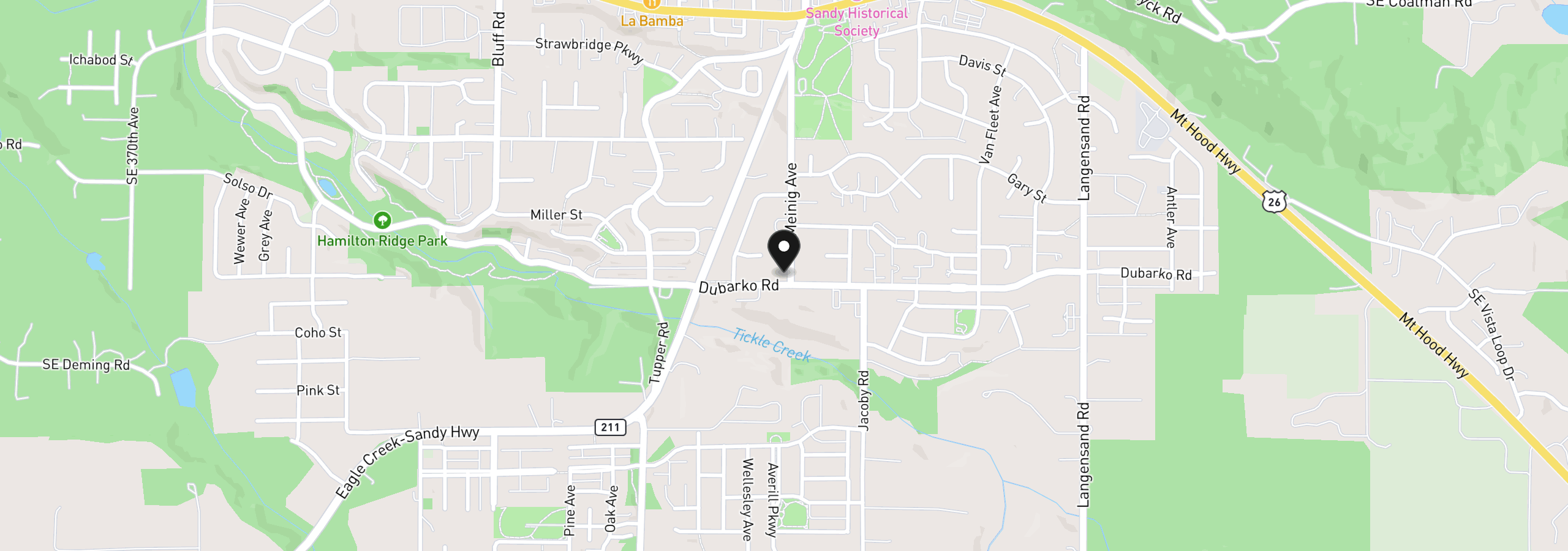 Map showing the location of 18475 Meinig Ave, Sandy, OR 97055