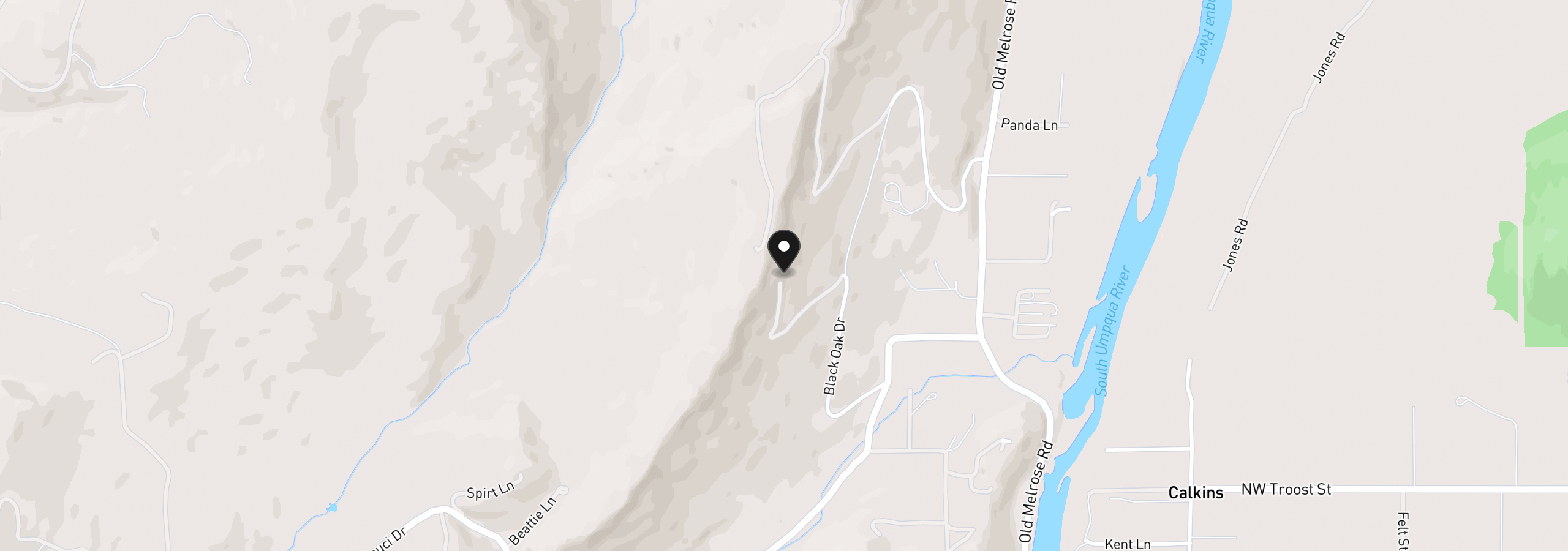 Map showing the location of 470 Black Oak Dr, Roseburg, OR 97471