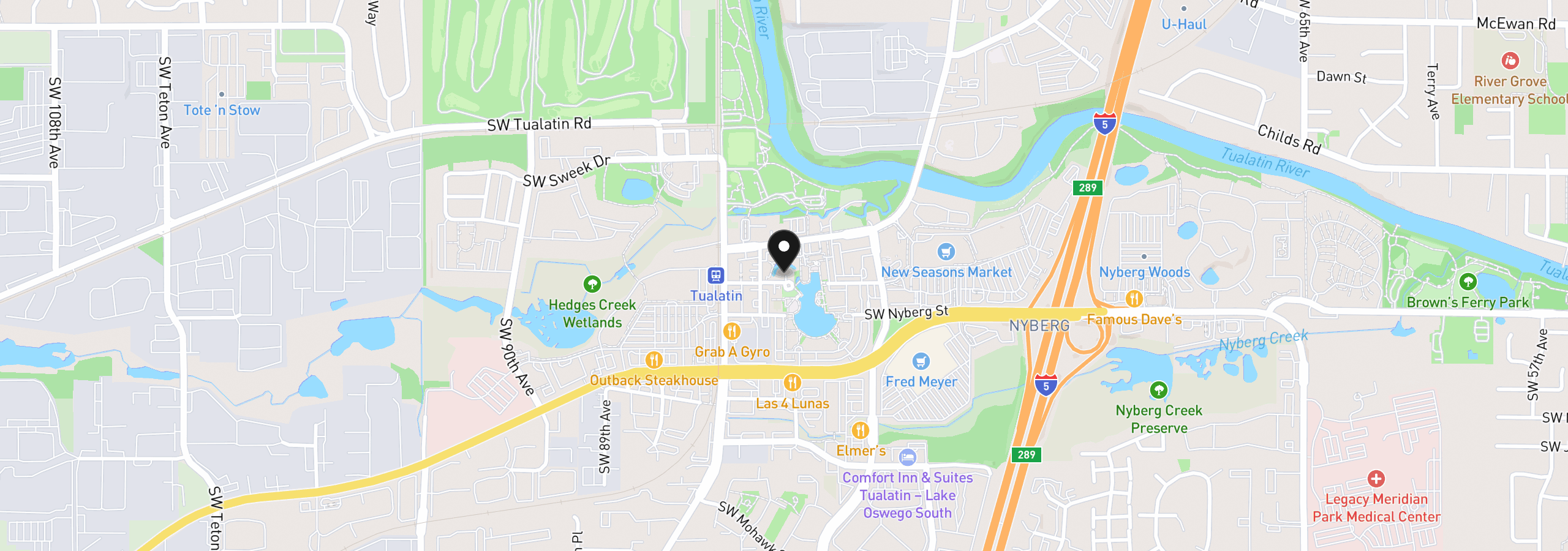 Map showing the location of 8325 SW Seneca St, Tualatin, OR 97062