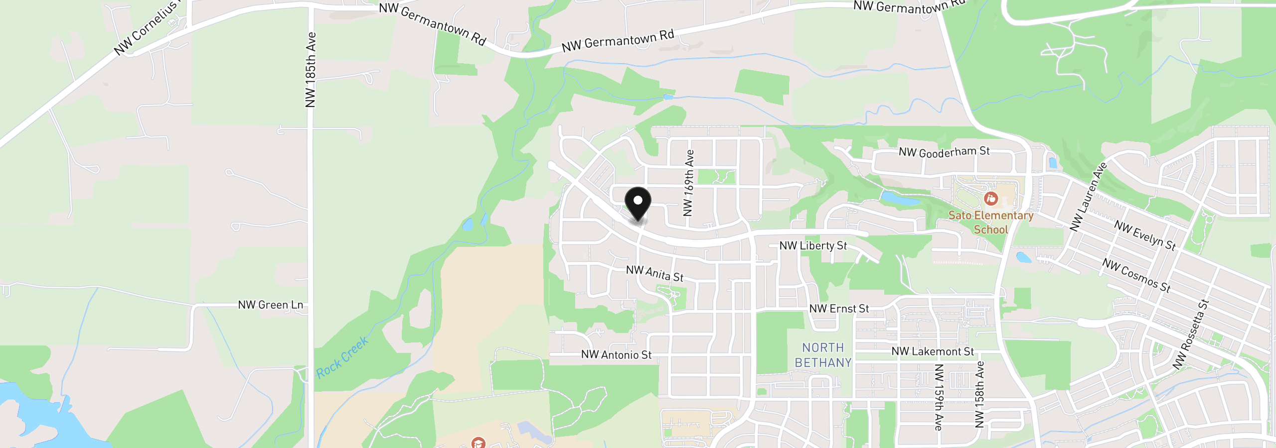 Map showing the location of 7595 NW 170th Avenue, Portland, OR 97229