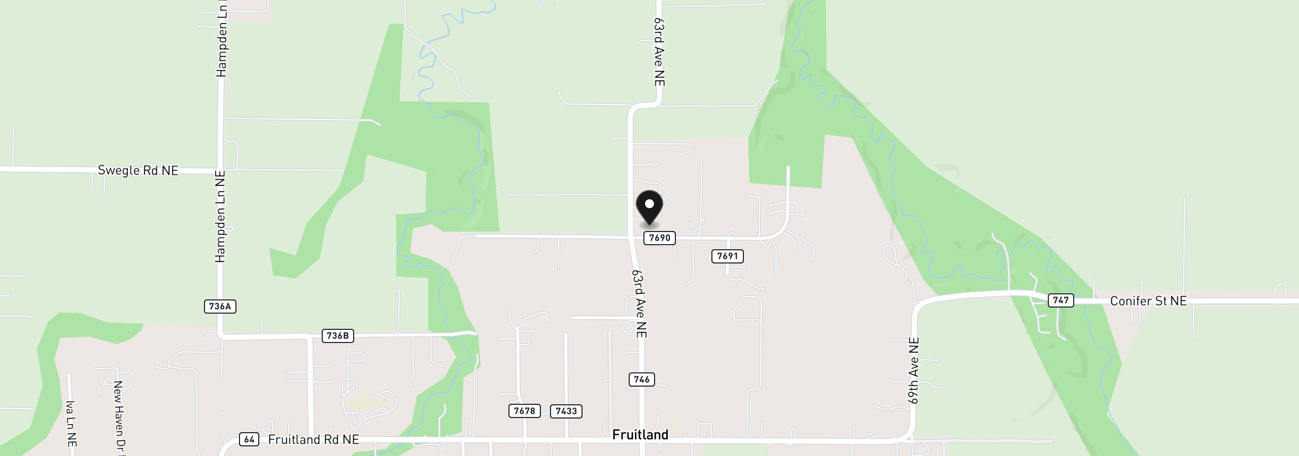 Map showing the location of 1352 63rd Ave NE, Salem, OR 97317