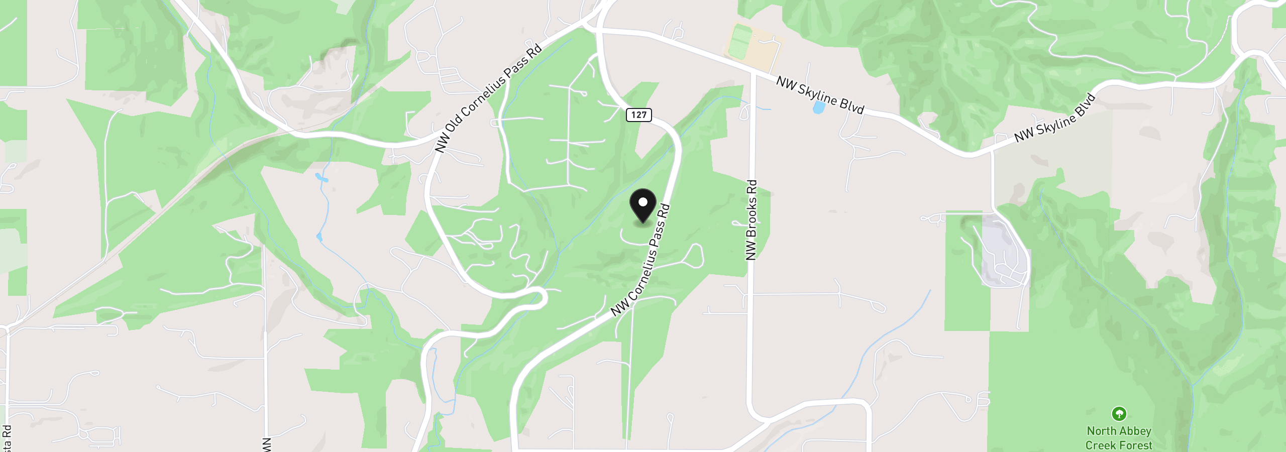 Map showing the location of 10887 NW Cornelius Pass Rd, Portland, OR 97231